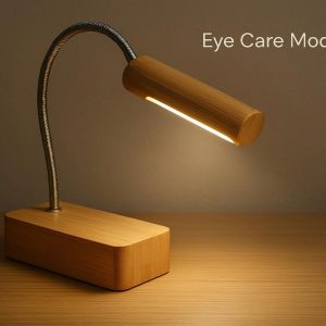 Bamboo Wood USB Desk Lamp with Flexible Gooseneck and Eye Care Mode